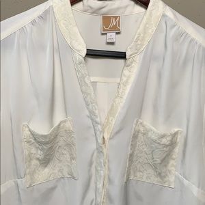3/$25 JM Collection Ivory Lace Pockets Blouse Top